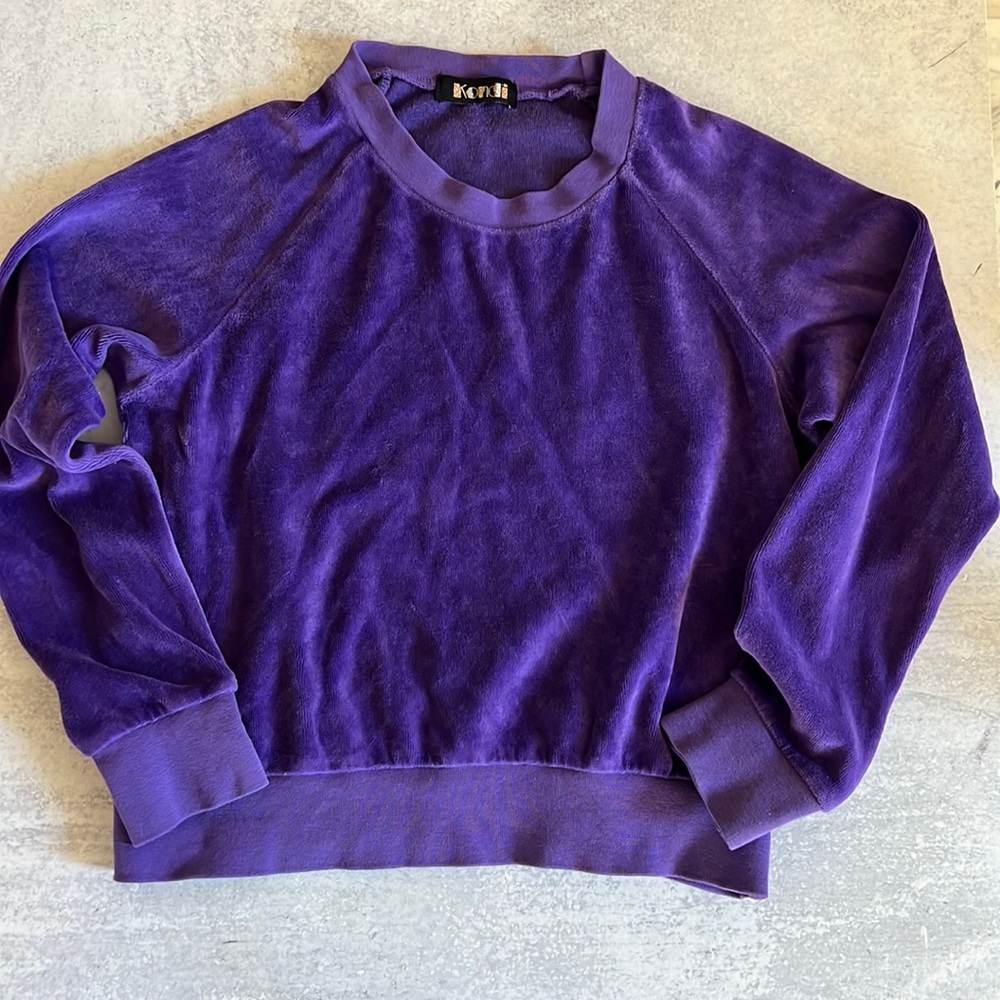 Suzi Kondi girls purple velour long sleeve top amethyst purple sz 6